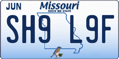 MO license plate SH9L9F