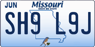 MO license plate SH9L9J