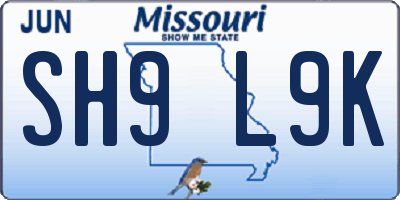 MO license plate SH9L9K
