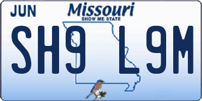 MO license plate SH9L9M