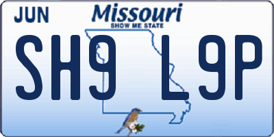 MO license plate SH9L9P