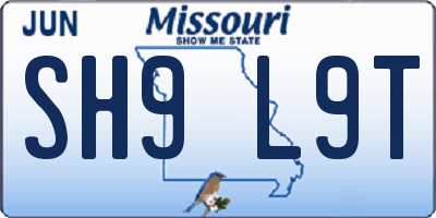 MO license plate SH9L9T