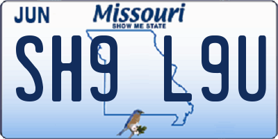 MO license plate SH9L9U