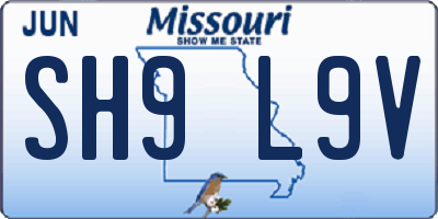 MO license plate SH9L9V