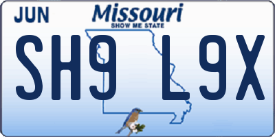 MO license plate SH9L9X
