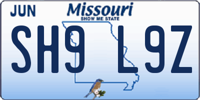 MO license plate SH9L9Z