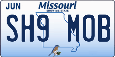 MO license plate SH9M0B