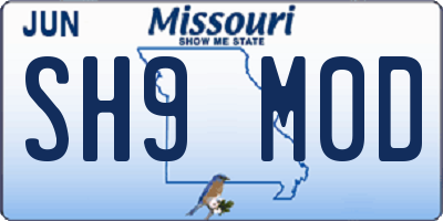 MO license plate SH9M0D