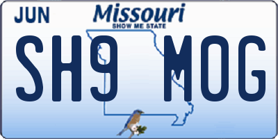 MO license plate SH9M0G