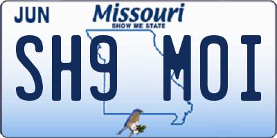 MO license plate SH9M0I