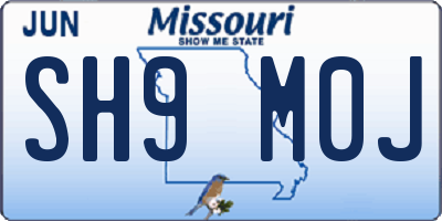 MO license plate SH9M0J