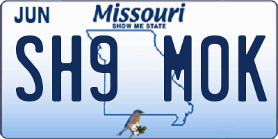 MO license plate SH9M0K