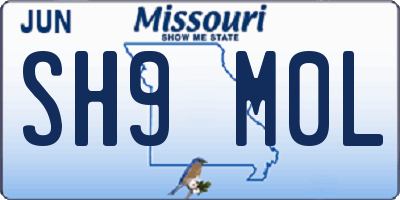 MO license plate SH9M0L