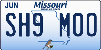 MO license plate SH9M0O
