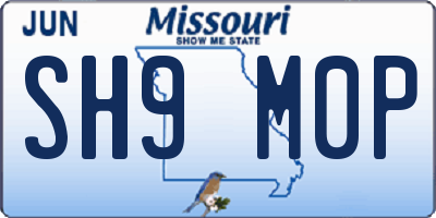 MO license plate SH9M0P