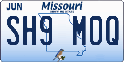 MO license plate SH9M0Q