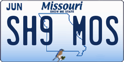 MO license plate SH9M0S