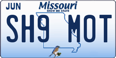 MO license plate SH9M0T