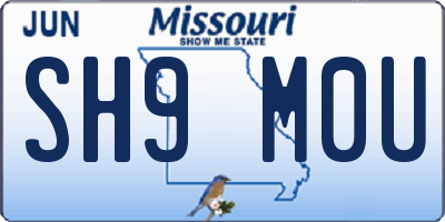 MO license plate SH9M0U