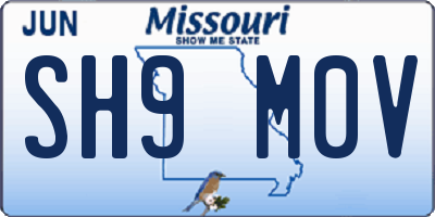 MO license plate SH9M0V