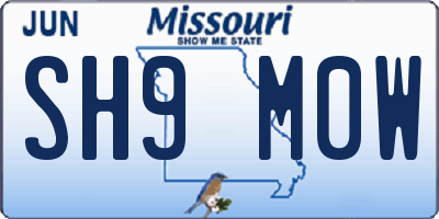 MO license plate SH9M0W