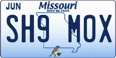 MO license plate SH9M0X