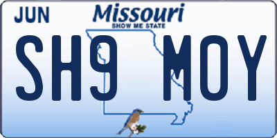 MO license plate SH9M0Y