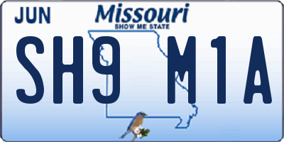 MO license plate SH9M1A