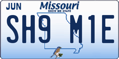 MO license plate SH9M1E