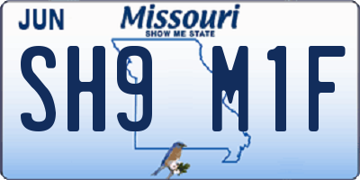 MO license plate SH9M1F