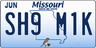 MO license plate SH9M1K