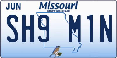 MO license plate SH9M1N