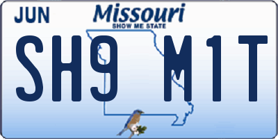 MO license plate SH9M1T