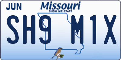 MO license plate SH9M1X