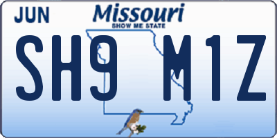 MO license plate SH9M1Z