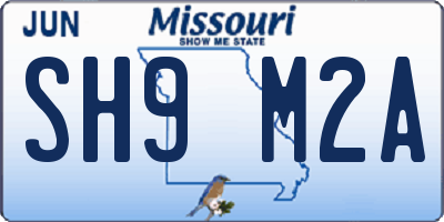 MO license plate SH9M2A