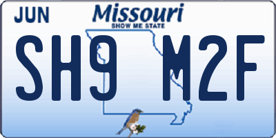 MO license plate SH9M2F