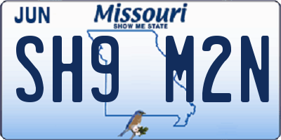 MO license plate SH9M2N