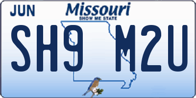 MO license plate SH9M2U