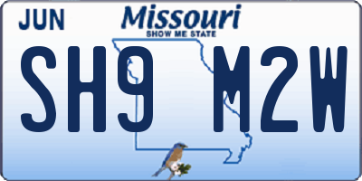 MO license plate SH9M2W