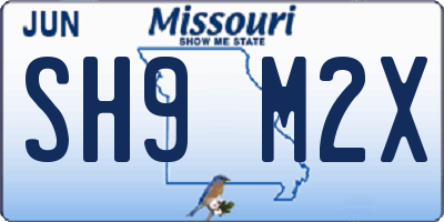 MO license plate SH9M2X