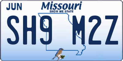 MO license plate SH9M2Z