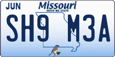 MO license plate SH9M3A