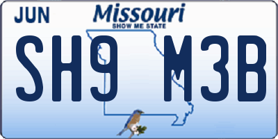 MO license plate SH9M3B
