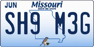 MO license plate SH9M3G