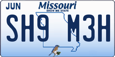MO license plate SH9M3H