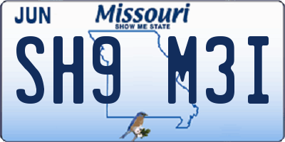 MO license plate SH9M3I