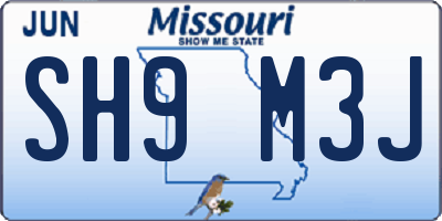 MO license plate SH9M3J