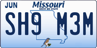 MO license plate SH9M3M