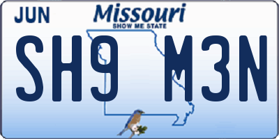 MO license plate SH9M3N